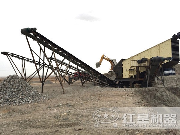 时产500吨沙石生产线作业现场